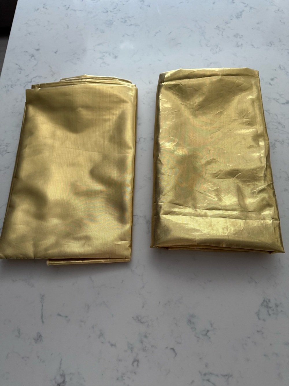 3 Gold Metallic Polyester Fabric Tablecloths- Shiny Finish